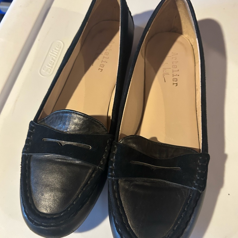 Nicole Miller Black Leather Loafers